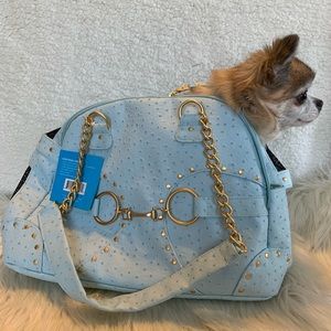Adorable Powder Blue Small Dog Carrier Purse